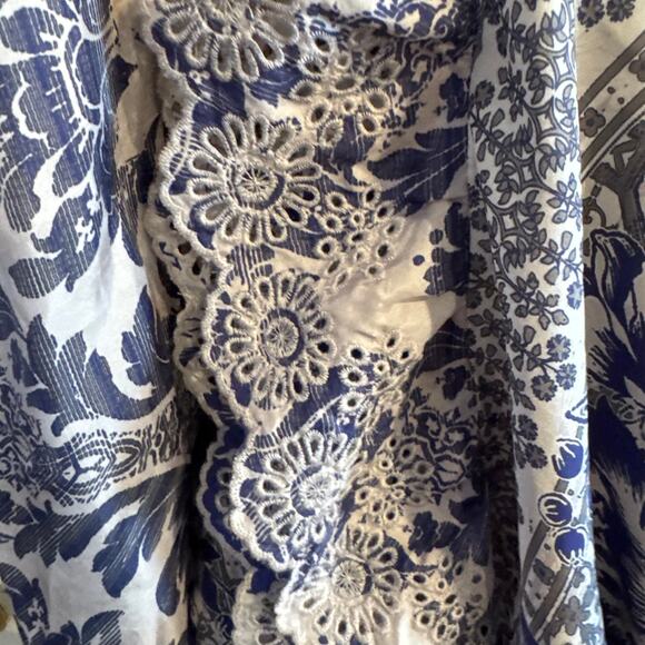 Johnny Was Filo Lucy Silk Midi Dress White Button Tie Waist Embroidered Sz S - Picture 6 of 8